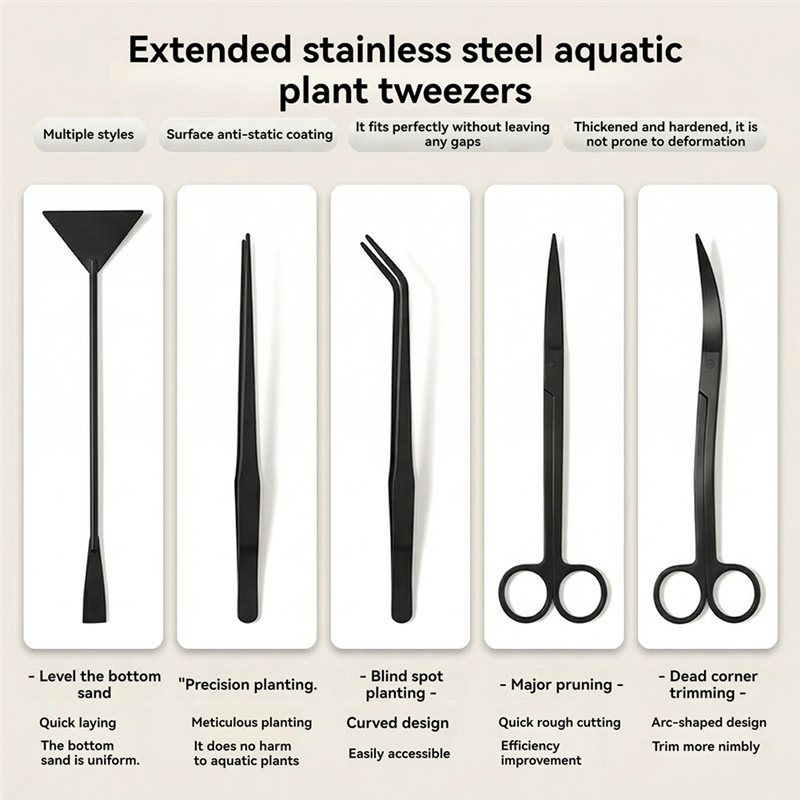 IALJ-Long Black Stainless Stee - Planted Aquarium With Sand ulasan dan harga